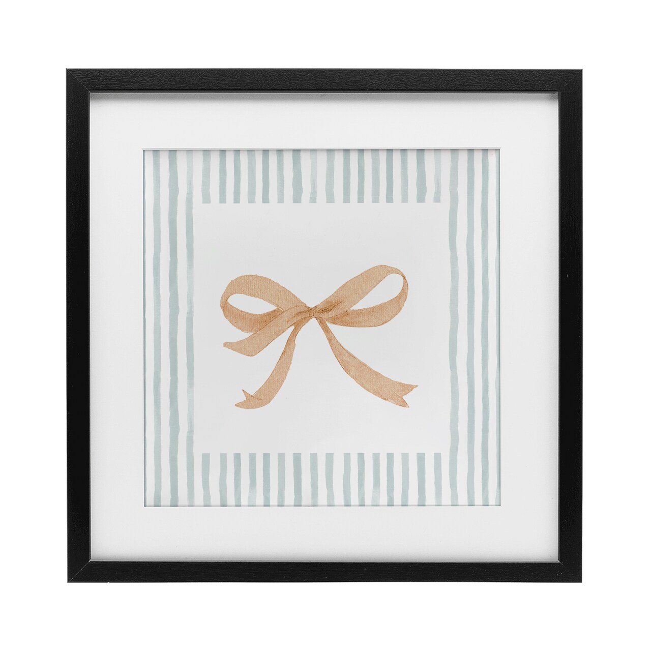 Stupell Industries Chic Bow with Striped Border Framed Print Under Glass, design by PATRICIA PINTO